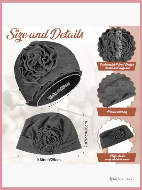 6 Pack Cotton Chemo Turban Beanie for Women Soft Head Scarf Hair Loss Cap